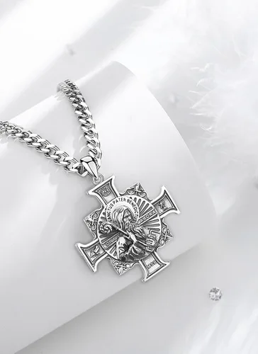 Miniatura 19 de CELESTIA Medallas de plata de ley 925 San Miguel/San Cristóbal/San Benito/San Gabriel/Virgen María/Jesús/Caravaca/Metatrón/Sello de los Siete