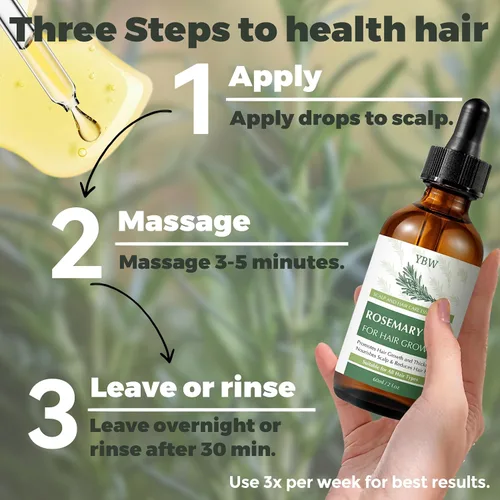 Miniatura 3 de YBW Aceite de romero para el crecimiento del cabello, aceite orgánico para el cabello de romero con biotina, ricino y jojoba, fortalece, nutre