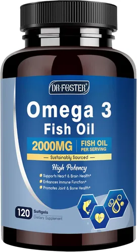 Aceite de pescado omega-3 avanzado de 2000 mg de alta potencia con DHA, EPA, ALA apoya la salud del corazón, el cerebro, las articulaciones y el
