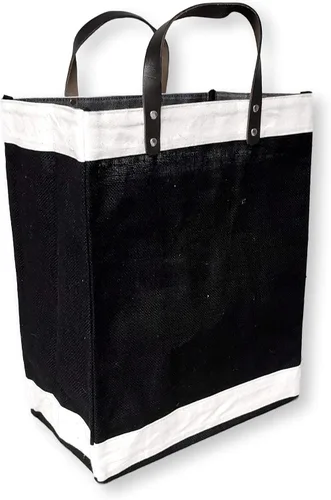 Miniatura 2 de Bolsa de mano ecológica con asa de cuero de yute y algodón