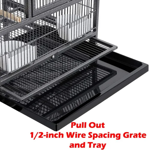 Miniatura 6 de Jaula Doble Apilable con Centro Dividido, Puertas de Caja de Anidación Lateral para Criador de Aves de Vuelo, Jaula Doble Rodante para Aviarios