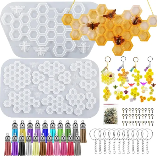 Miniatura 13 de 3 moldes de resina para colgantes, moldes de joyería de resina de silicona, kit de fabricación de aretes, moldes de silicona con llaveros, anillos
