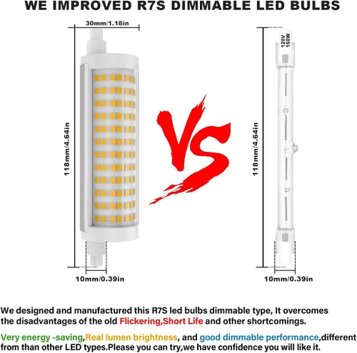 Miniatura 3 de R7S - Bombilla LED de 4.646 in, equivalente a 150 W, regulable, tipo T3 J, bombillas de doble extremo para trabajo, seguridad, luces de paisaje
