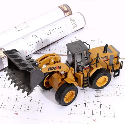 Miniatura 6 de 1/40 Escala Diecast Cuatro Ruedas Cargador Camión Juguete, Equipo de Construcción de Metal Modelos de Bulldozer para Niños