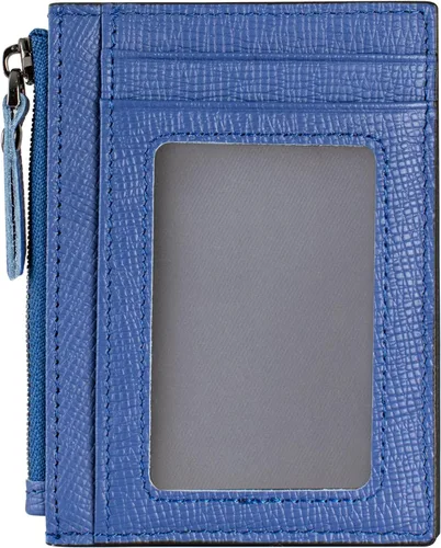 Miniatura 8 de Cartera delgada para mujeres de piel pequeña con bloqueo RFID, tarjetero minimalista con bolsas para monedas y fundas, Negro, Moderno
