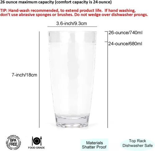 Miniatura 2 de KOXIN-KARLU Hammered - Vasos de plástico de 26 onzas, juego de 6 vasos acrílicos transparentes