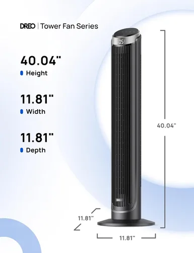 Miniatura 7 de Dreo - Ventilador de torre para dormitorio, ventiladores oscilantes de 90° que soplan aire frío, 5 velocidades, 4 modos con velocidad de 26 pies por