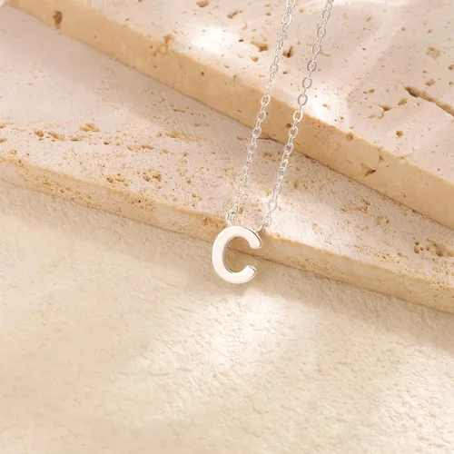 Miniatura 13 de Collares con iniciales para mujer, delicado collar de letra plateada con nombre personalizado con monograma, collar simple y lindo con inicial
