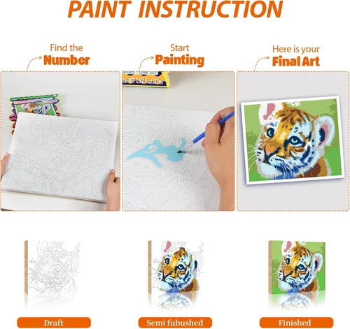 Miniatura 2 de Kit de pintura por números enmarcado de Wings Giant para niños de 4-8, 8-12 años, tema de perro de dibujos animados para principiantes, pintura Arte