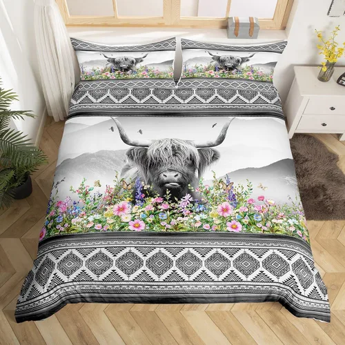 Miniatura 37 de Juego de funda de edredón de elefante bohemio para niños, tamaño individual, juego de ropa de cama de mandala bohemio de 2 piezas para decoración