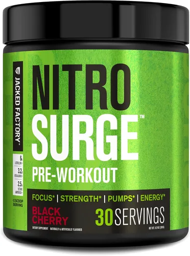 Miniatura 14 de Jacked Factory NITROSURGE Suplemento Pre Entrenamiento - Potenciador de Energía, Ganancias Instantáneas de Fuerza, Enfoque Claro y Bombeos Intensos