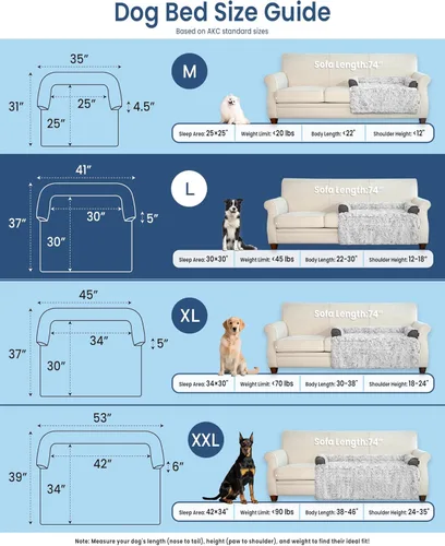 Miniatura 6 de Cama calmante para perros grande para sofá, funda de sofá extraíble de 41 x 37 pulgadas para perros, lavable, antideslizante y esponjosa de felpa