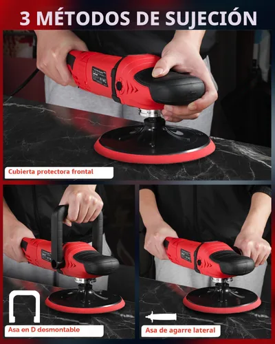Miniatura 5 de AVID POWER Pulidora para Automóvil, 6 Velocidades Variables 1000-3500 RPM, Kit de Pulidora Rotatoria con Placa de Respaldo de 6 y 7 Pulgadas, Rojo