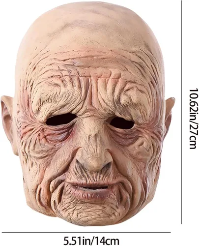 Miniatura 5 de ROTORS Máscara de anciano de Halloween, máscara realista de látex de cabeza completa, máscara de mascarada para cosplay, disfraz de fiesta