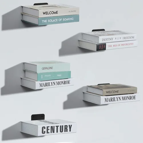 Miniatura 5 de Jetec Paquete de 6 estanterías flotantes invisibles montadas en la pared, estantes flotantes resistentes para libros, estantes de metal ocultos