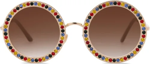 Miniatura 2 de SOJOS Shining Oversized Round Rhinestone Sunglasses Festival Gem Sunnies SJ1095