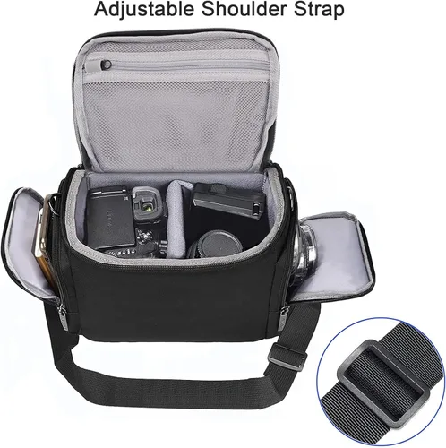 Miniatura 5 de CADeN Bolsa bandolera cruzada para cámara compatible con cámaras Nikon, Canon, Sony SLR/DSLR sin espejo y lentes a prueba de agua (1.0 M, negro)
