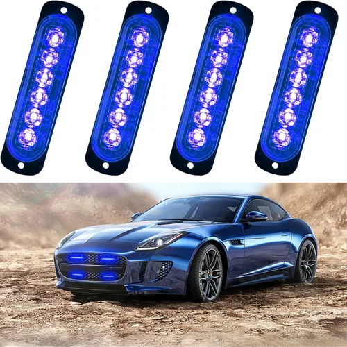 Miniatura 10 de Luz estroboscópica de advertencia para coche o camión (6 LEDS, ámbar/ámbar, 4 unidades)