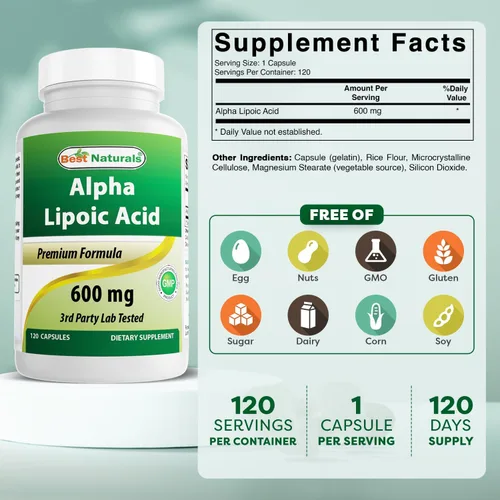 Miniatura 2 de Best Naturals- Ácido alfa lipoico (ALA) - 600 mg (120 unidades (paquete de 2))