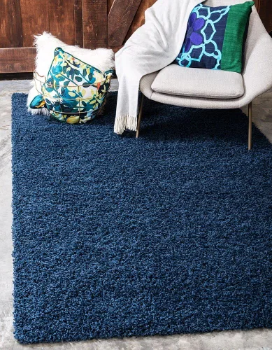 Miniatura 20 de Unique Loom Solid Shag Collection - Alfombra rectangular de 5 pies 1 pulgada x 8 pies, azul zafiro/azul marino Zafiro Azul/Azul Marino