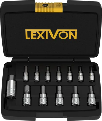 LEXIVON Juego de tuercas hexagonales, Premium S2 aleación de acero | 13 piezas métricas 2mm - 14mm | Caja de almacenamiento mejorada (LX-141)