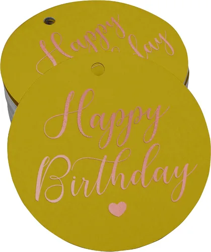 Miniatura 67 de Etiqueta de papel para colgar con texto en inglés «Happy Birthday» (50 unidades)