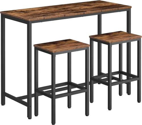 Miniatura 10 de HOOBRO Juego de mesa y sillas de bar, mesa rectangular de 47.2 pulgadas con 2 taburetes para espacio pequeño, mesa de alta superior, juego