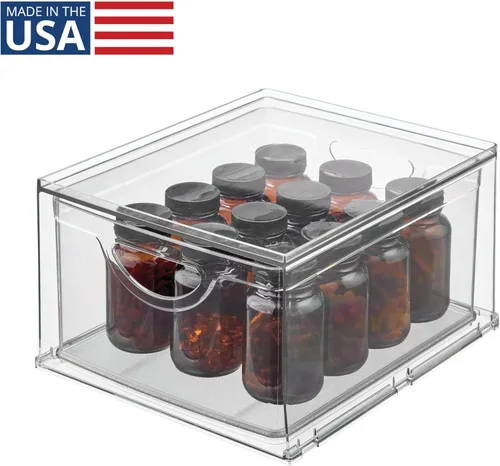 Miniatura 4 de iDesign Cajón de almacenamiento de plástico transparente, organizador apilable para encimera de baño, tocador o debajo del fregadero