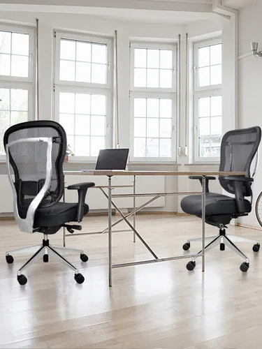 Miniatura 2 de Oak Hollow Furniture Aloria Series - Silla de oficina ergonómica ejecutiva para computadora, cojín de asiento de piel auténtica, respaldo de malla
