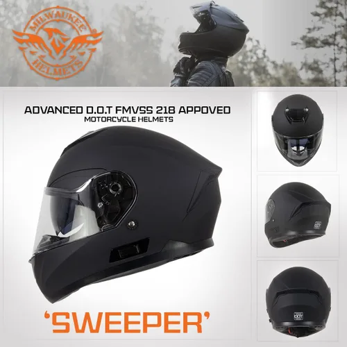 Miniatura 6 de Milwaukee Helmets MPH9835DOT 'Sweeper' - Casco de motocicleta de cara completa para hombres y mujeres, con visera desplegable