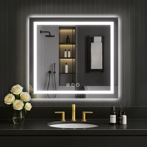 Miniatura 50 de LOAAO Espejo de Baño LED de 40"X32" con Luces, Antivaho, Regulable, Retroiluminación RGB + Iluminación Frontal, Espejo de Tocador de Baño