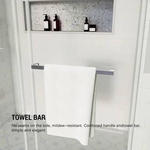 Miniatura 7 de Puerta de ducha ajustable de 56"-60" (ancho) x 76" (alto), puerta de ducha sin marco, puerta de ducha de doble corredera, puerta de ducha con diseño