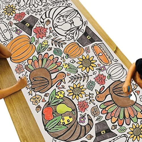 Miniatura 18 de Tiny Expressions - Paquete de 3 manteles grandes para colorear para festividades, Halloween, Acción de Gracias, Navidad, enrollado, sin arrugas