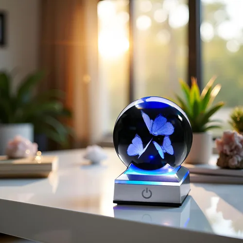 Miniatura 6 de Movdyka Figura de bola de cristal de mariposa 3D, regalos de mariposas de vidrio para mujeres, mamá, mejores amigas, luz nocturna, estatua