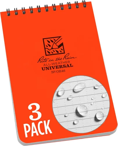 Miniatura 33 de Rite In The Rain Cuaderno de espiral superior resistente a la intemperie, 4 x 6 pulgadas, cubierta negra, patrón universal (No. 746-3), paquete de 3
