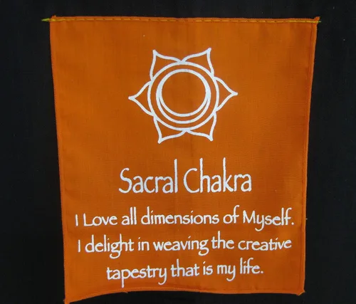 Miniatura 8 de OMA Bandera para colgar en la pared de meditación de 7 chakras, bandera de oración, budista tibetano, equilibrio, colgante, grande, 60 pulgadas