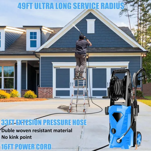 Miniatura 7 de 5000PSI Electric Pressure Washer 2026 2.8GPM High Power Washer with 33ft Hose Reel,4 Nozzle,and Soap Bottle for