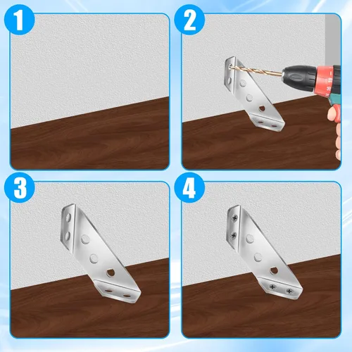 Miniatura 6 de 8 conectores universales de esquina para muebles con tornillos, soportes de esquina de acero inoxidable, soportes angulares trapeziformes
