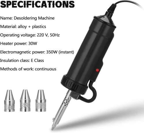 Miniatura 5 de Lechón de soldadura, aspiradora de bomba desoldadora automática, lechón de estaño de soldadura eléctrica portátil, máquina desoldadora de bomba