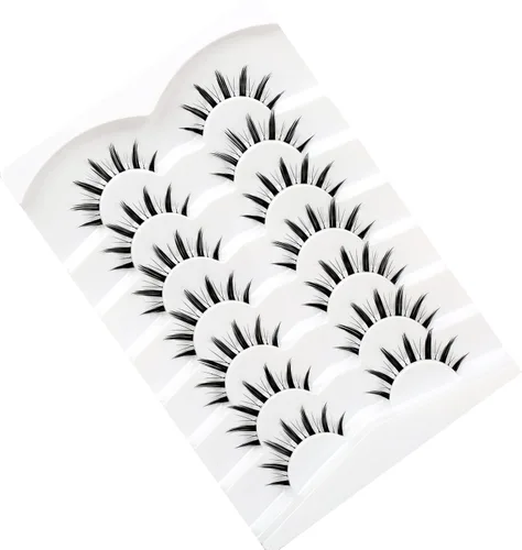 Miniatura 834 de Pooplunch - Pestañas postizas finas de visón sintético, estilo ojo de gato, naturales, cruzadas, tipo racimo, efecto 8D de volumen, tiras