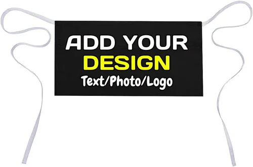 Miniatura 21 de Delantal de cintura personalizado con 3 bolsillos para añadir foto, texto, logotipo, nombre, camarera