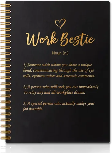 Work Bestie - Cuaderno de tapa dura de 160 páginas en blanco con espiral en blanco, regalo de agradecimiento para empleados, regalo de