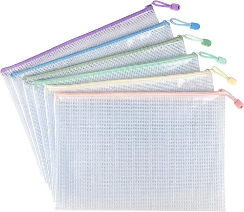 Tamaki Paquete de 6 Bolsas de Malla con Cremallera Impermeables Bolsas con Cremallera Duraderas para Organización, Bolsa para Tableros de Juegos,