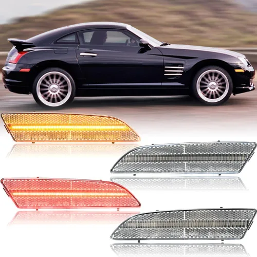 Miniatura 9 de Luces LED laterales para Chrysler Crossfire 2004 2005 2006 2007 2008 Chrysler Crossfire delanteros ámbar/traseros rojos marcadores LED Park Running