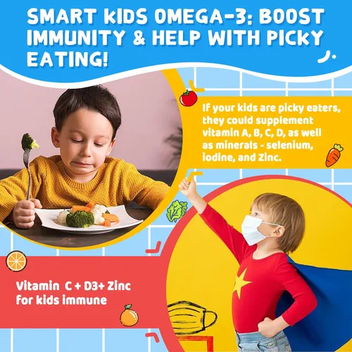 Miniatura 6 de Nextdia Gomitas rellenas de Omega 3 (EPA/DHA) para niños y adolescentes con multivitamínico, calcio + D3 + K2 + zinc, más vitamina A B1 B2 B12 C