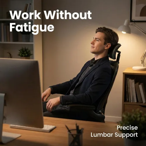 Miniatura 48 de Silla de oficina ergonómica con soporte lumbar, silla de escritorio de malla de respaldo alto con brazos abatibles, silla de trabajo ajustable