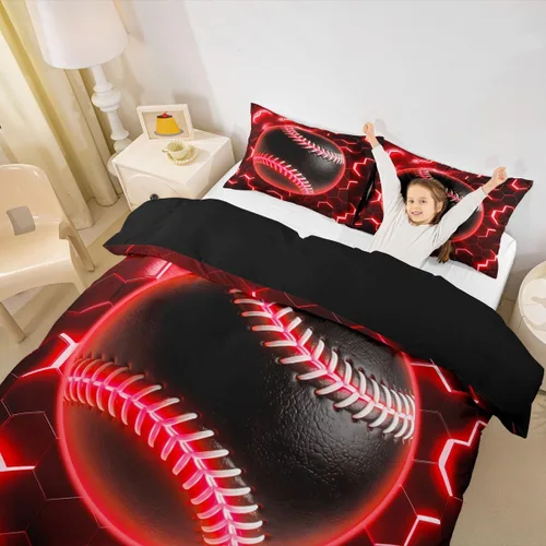 Miniatura 9 de Erosebridal Sports Duvet Cover Football Patchwork Bedding Sets, Geometric Ball Pattern Bed Cover Rugby Game Bed Set Twin