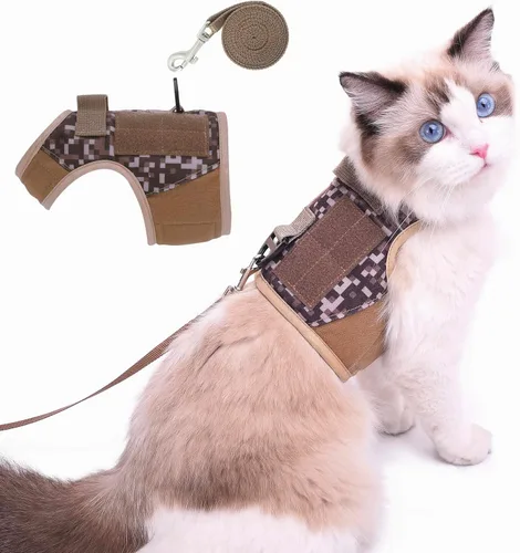 Miniatura 27 de Arnés de gato con correa, ajustable para gatos, chaleco acolchado para gatos, Black Plaid