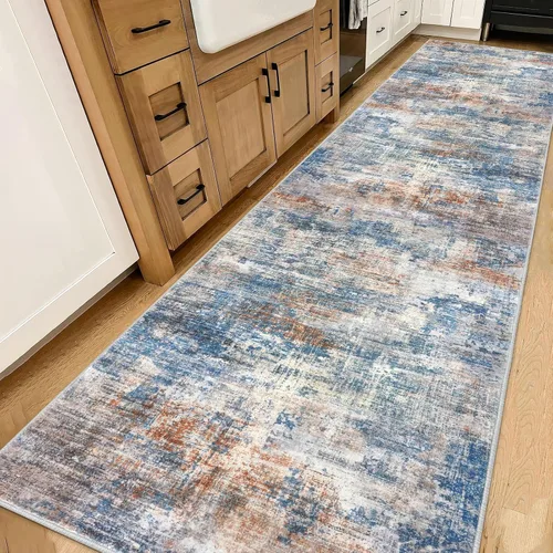 Miniatura 984 de IOHOUZE Alfombra abstracta lavable de 3 x 12 pies para pasillos, antideslizante para cocina, camino de entrada de lana sintética para interiores