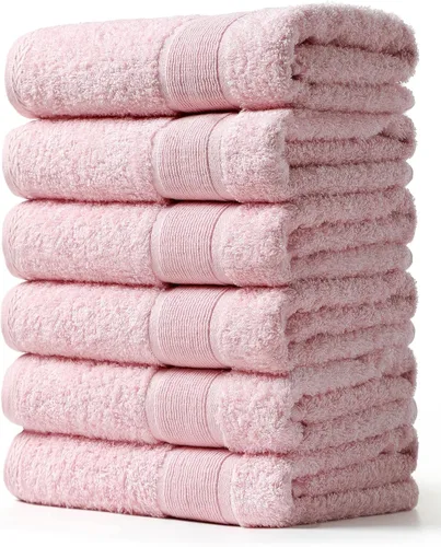 Miniatura 13 de Aibaser Toallas de baño, 27 x 54 pulgadas, naturales, ultra absorbentes, para baño, viajes, gimnasio, ducha y spa (juego de 6 piezas) (azul)